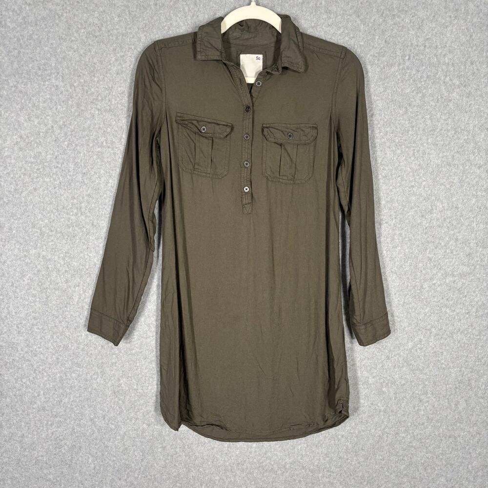 SO Dress XS Green Mini Cargo Utility Khaki Army‎ Olive Military Shirt GORP Hike
